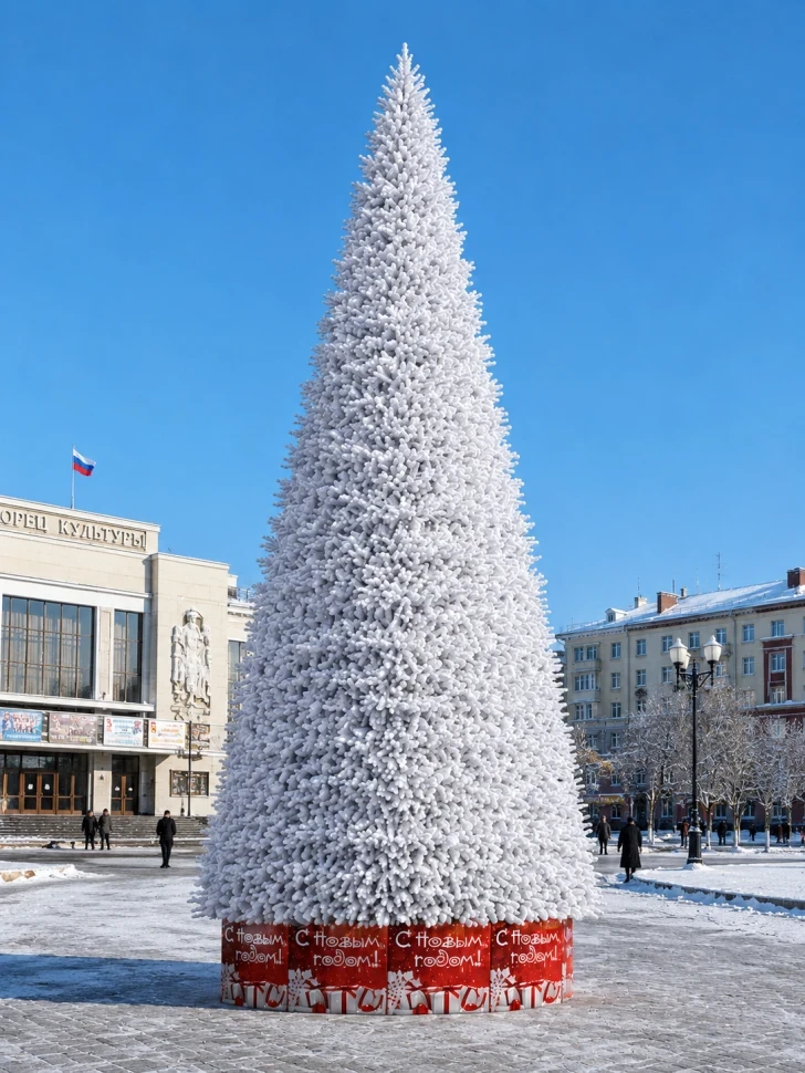 Уличная каркасная елка «Уральская Люкс» 14 м, ПВХ, белая